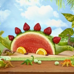 Wassermelone dekorieren ideen selber machen dinosaur 1.jpg