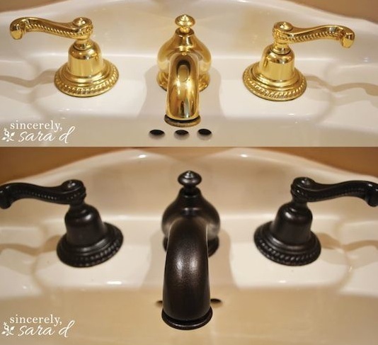 14. use rust oleum to paint outdated brass faucets hardware and fixtures 27 easy remodeling projects that will completely transform your home .jpg