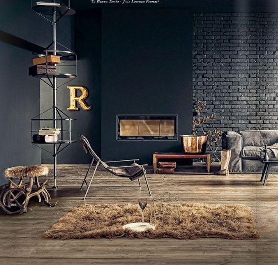 26 industrial touches and textures of brick metal and fur make this living room unique.jpg