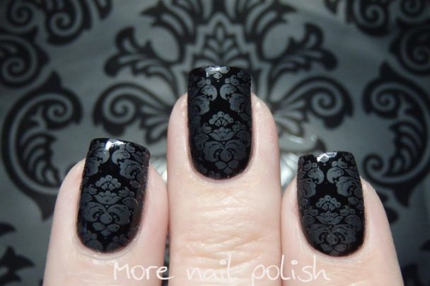 Black nail black stamped nails morenailpolish 1 608x404.jpg