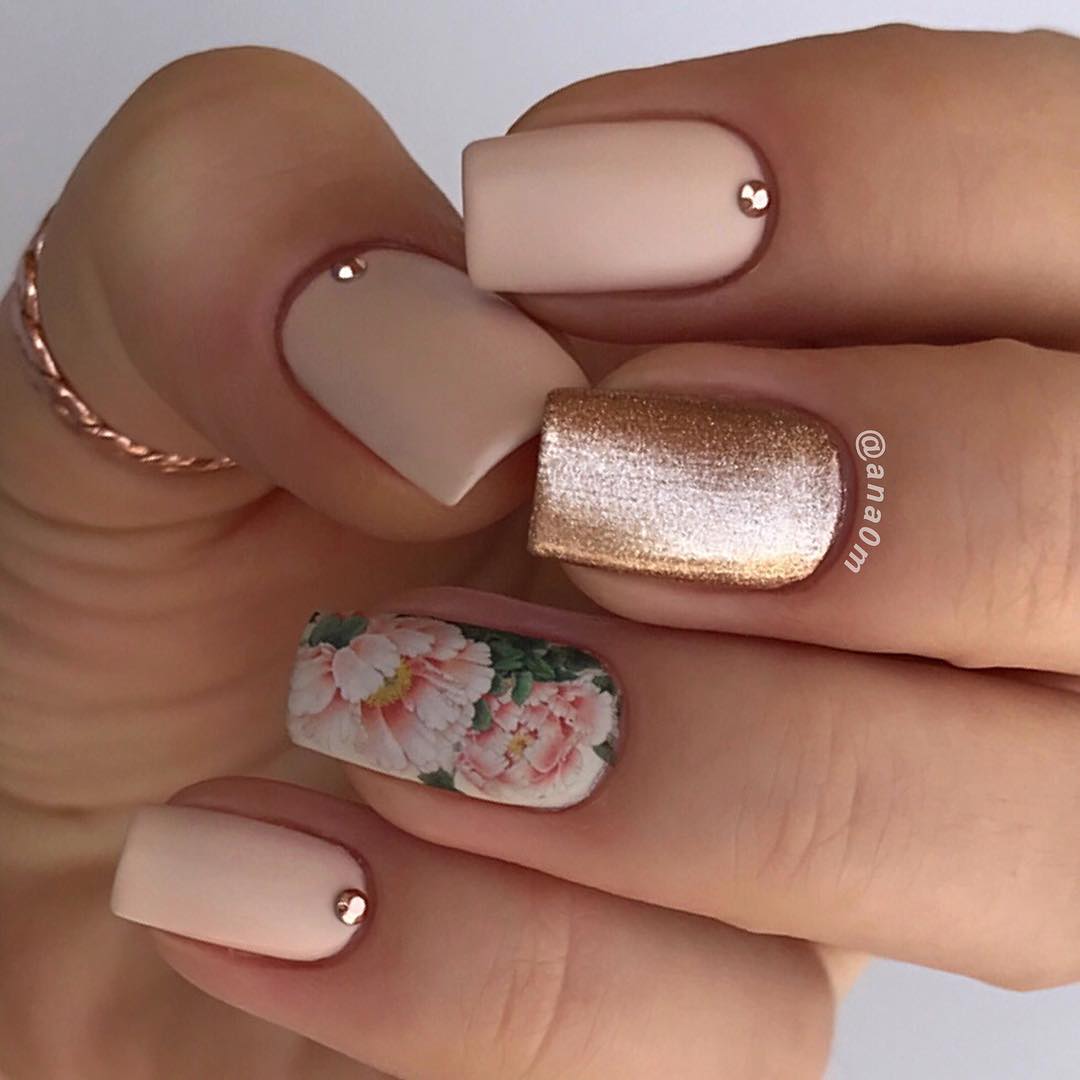 Floral water decal nail with rose gold.jpg