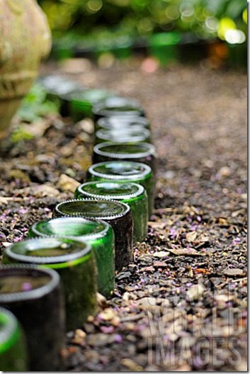 Glass bottles used as path edging feature in small garden_thumb.jpg
