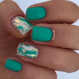 Green and gold matte nails for summer 2018.jpg