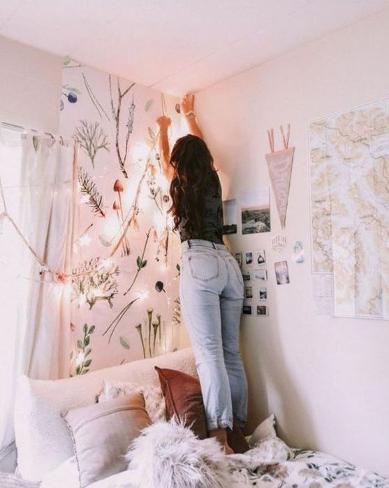 Plant wallpaper cute dorm rooms.jpg