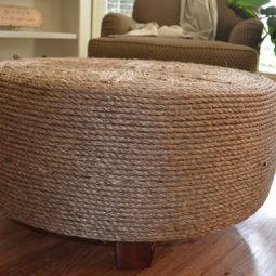 Turn an old tire into a rope ottoman.jpg