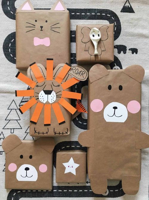 Creative gift wrapping techniques kraft paper animals e1565115917571.jpg