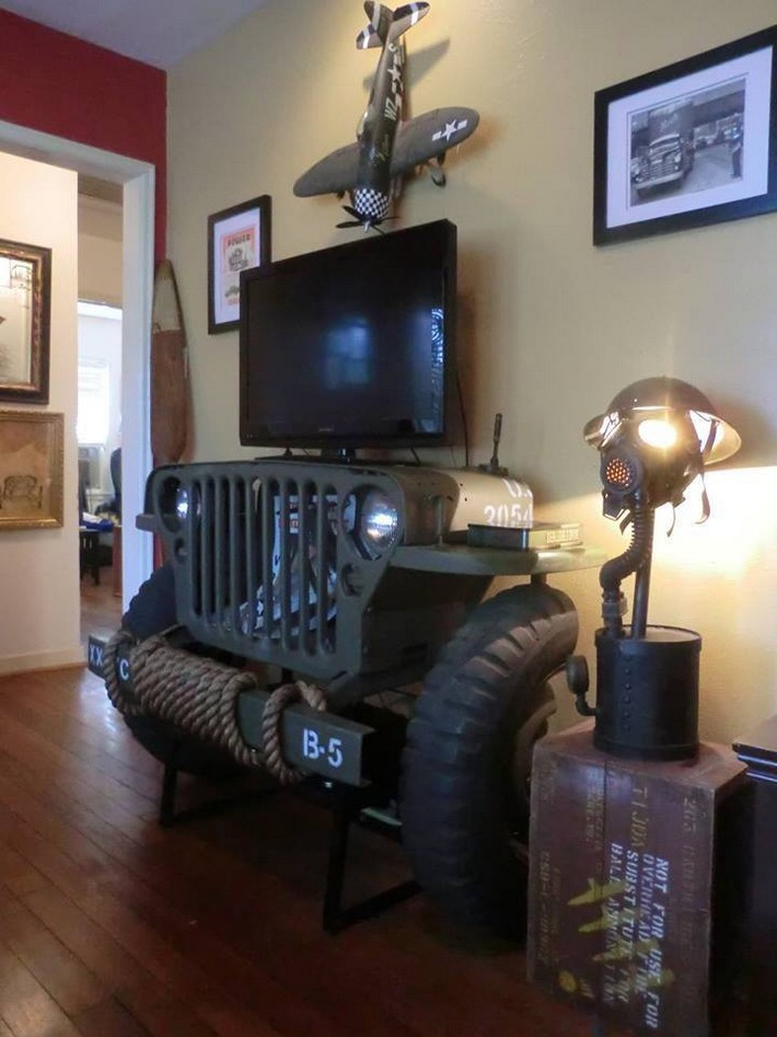 Recycled automobile tv stand.jpg
