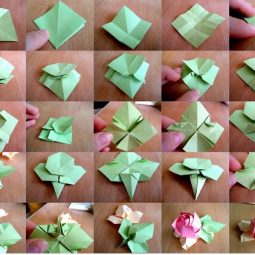 Origami blume falten rose falten mit grünen blättern.jpeg