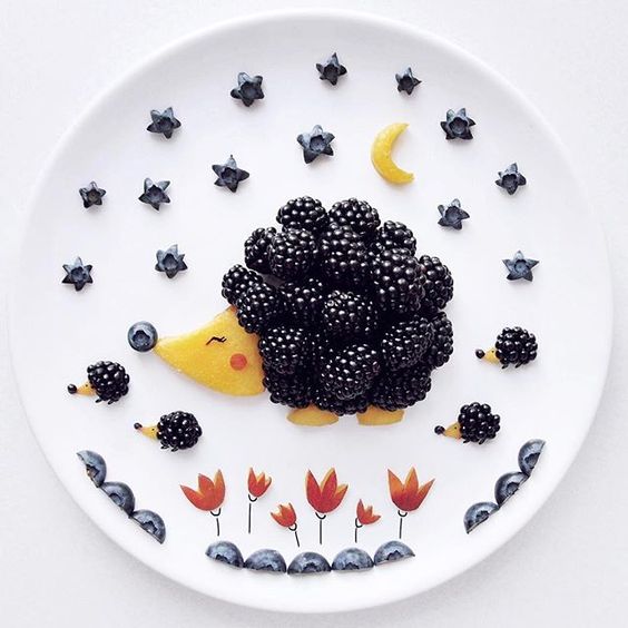 Getting creative with fruits and vegetables blueberry hedgehog momooze.com picturesque playground for moms.jpg