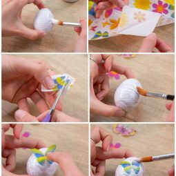 Easter egg decoration ideas decoupage butterfly and flower.jpg