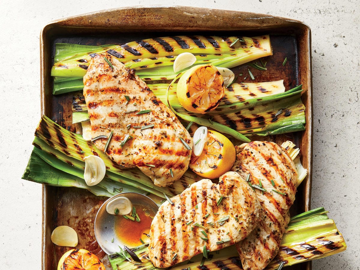 Cooking Light June 2018 Dinner Tonight Mains Lemon Rosemary Chicken Cutlets with Caramelized Leeks