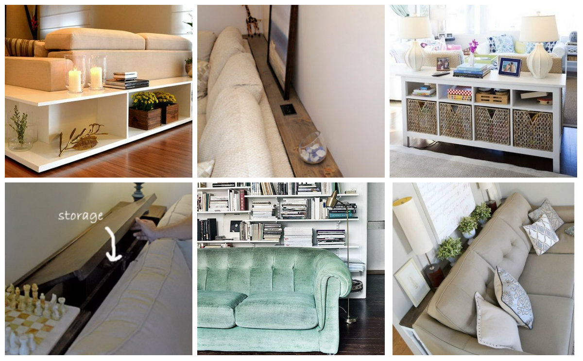 Platz hinter dem Sofa praktisch nützen - 22 platzsparende Ideen ...
