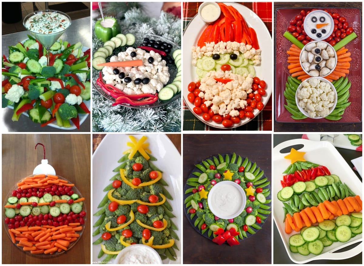 Einfache und festliche Weihnachts-Gemüseplatten