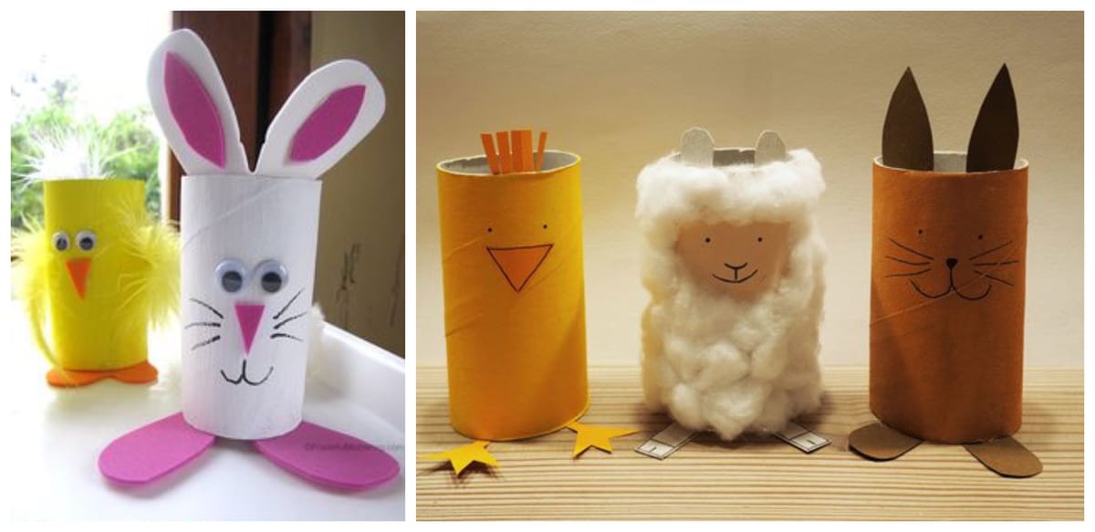 Niedliche Ostern-Tiere aus Klopapierrollen basteln :)