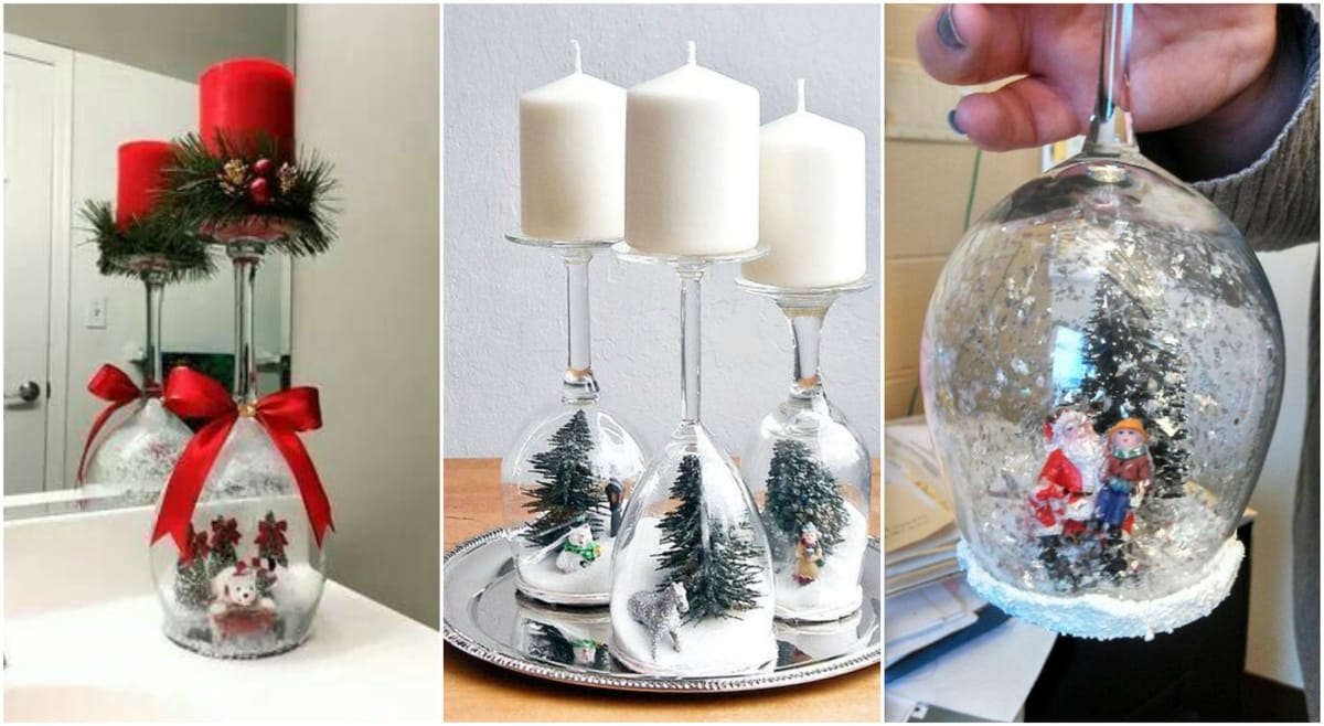 DIY: Schneekugeln mal anders – tolle Deko aus Weingläsern :)