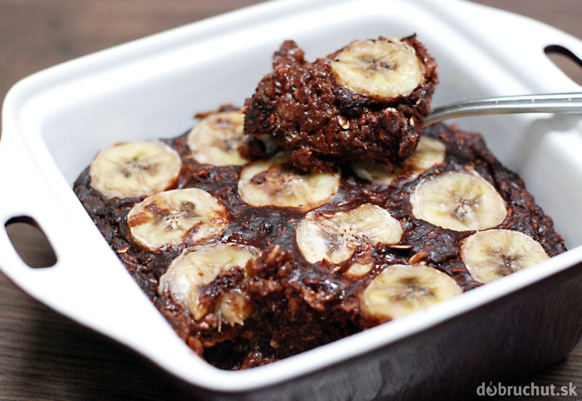 Fotorezept: Eingebackener Brownie-Haferbrei mit Banane