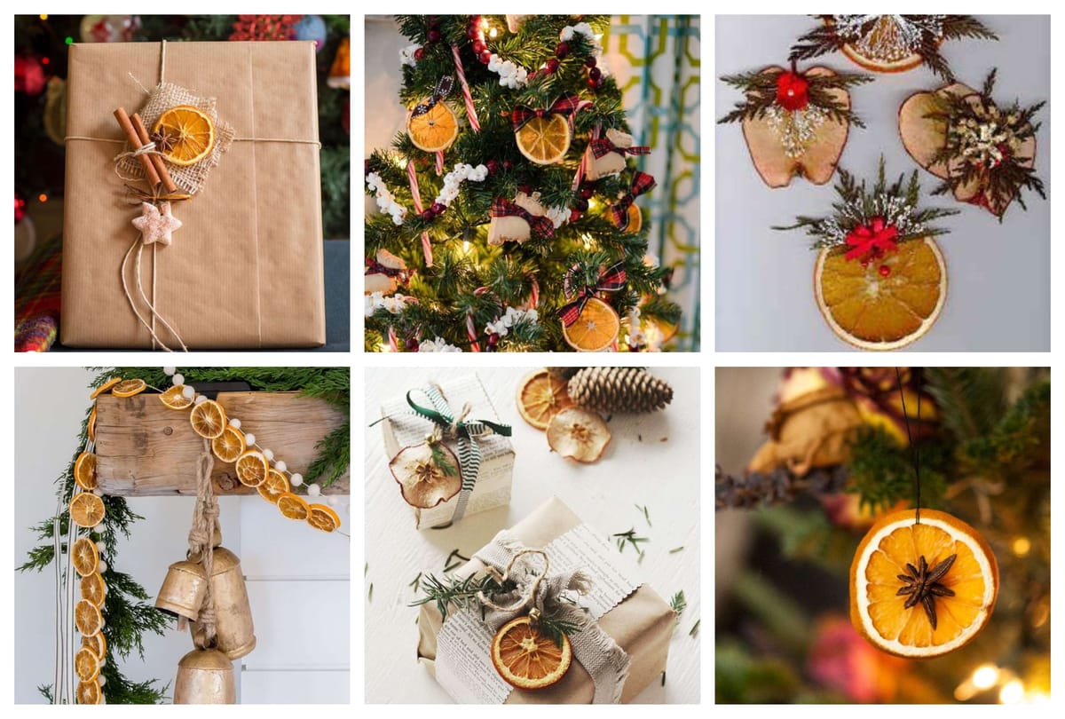 Weitere Ideen für natürliche Weihnachtsdeko aus Orangen und Äpfeln :)