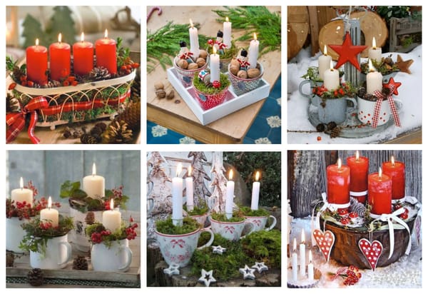 Wunderschöne Adventskränze im ländlichen Stil in Rot und Weiß :)