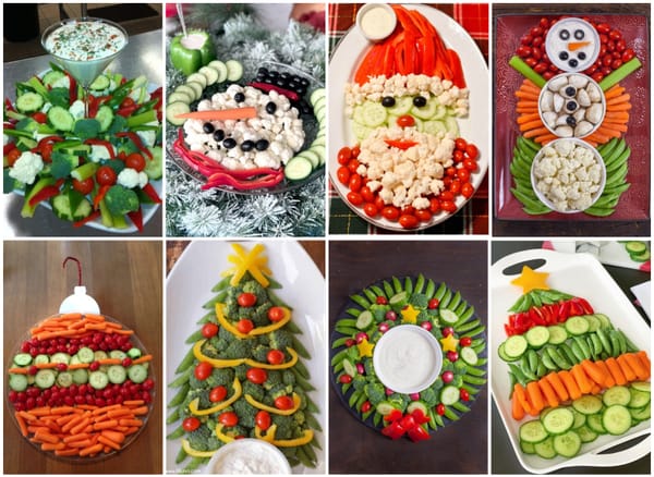 Einfache und festliche Weihnachts-Gemüseplatten