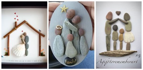 Wundervolle selbst gemachte Familienbilder aus Steinen :)