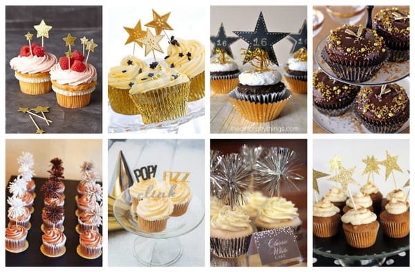 Wunderschöne Tipps, wie man Silvester-Muffins dekorieren kann :)