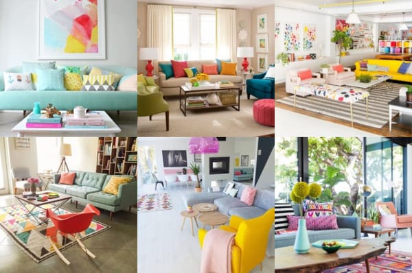 Wohnzimmer in bunten Farben