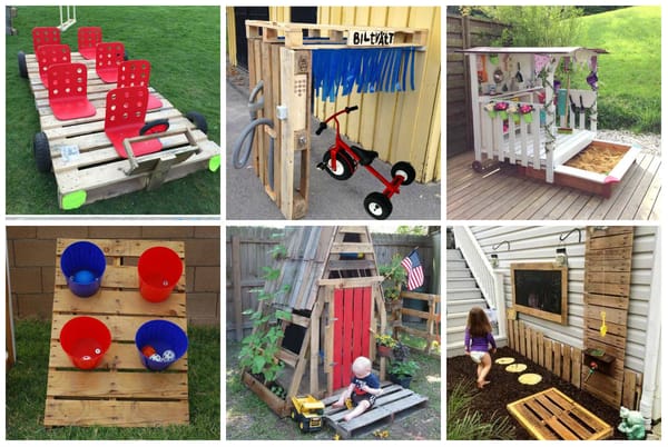 DIY Kinderspielplatz im Freien aus Paletten