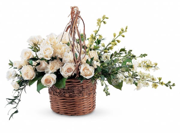 Bezaubernde Blumen-Arrangements in Flechtkörben :)