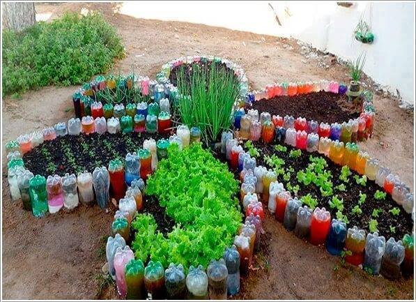 Garten DIY aus Plastikflaschen und Autoreifen :)