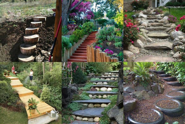 24 Ideen für DIY Garten-Treppen