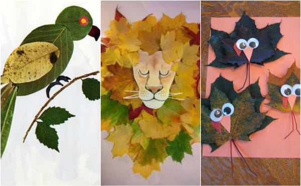 13 kreative Blätter-Tiere :)