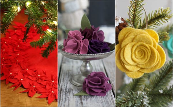 Künstliche Deko zu Weihnachten – 20 DIY fühlte Blumen Ideen :)