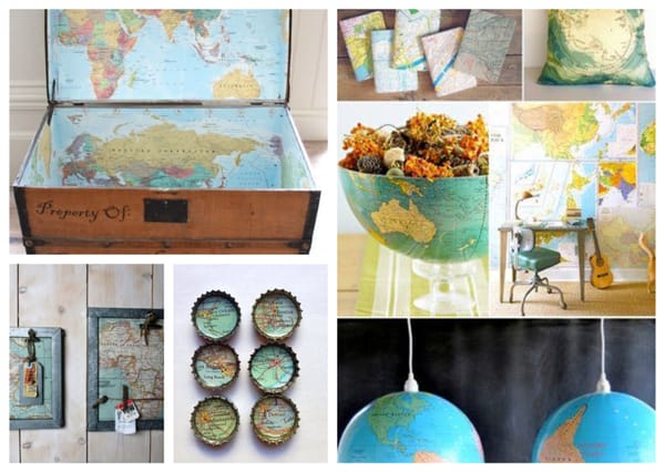 10 brillante DIY recykling Ideen: Neues aus alten Landkarten :)