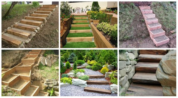 TOP! 10 DIY Garten Treppen aus Holz
