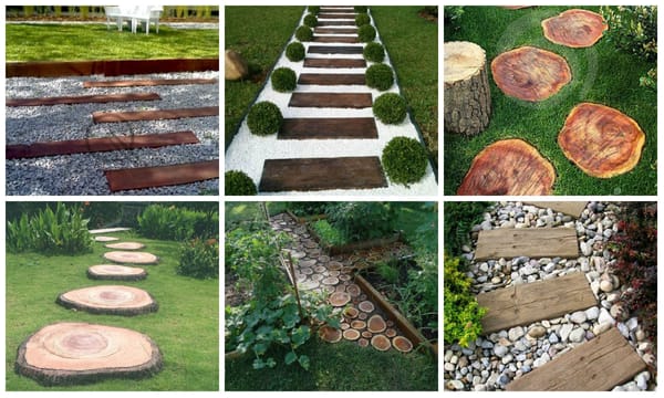 12 wunderschöne DIY Garten Wege aus Holz