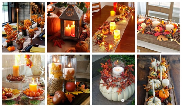 Herbstliche Dekorationen mit Kerzen für eine gemütliche Atmosphäre :)