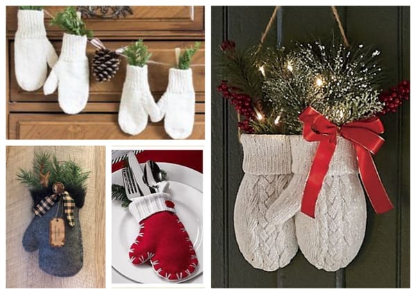 Tolle selbstgemachte weihnachtliche Deko-Ideen mit Handschuhen :)