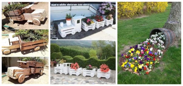 Ein DIY-Zug voller Blumen und andere ausgefallene Blumenkästen :)