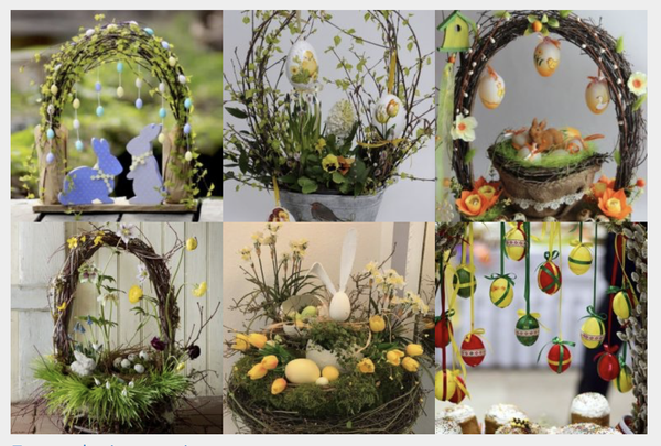Frühlingsdeko mit Weidenkätzchen, Blumen und Ostereiern selber basteln :)