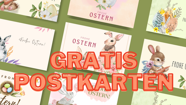 10 GRATIS Postkarten zu Ostern zum Ausdrucken mit originellem Design :)